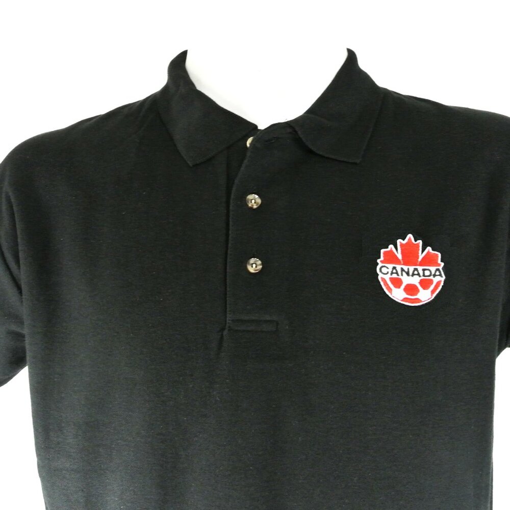 SOCCER CANADA Team Canada Black Polo Golf Shirt Size M Medium - Picture 2 of 5